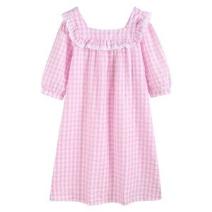 [NWT] $68 LIL CACTUS Light Pink Cotton Striped Seersucker Nightdress PJs. S/M